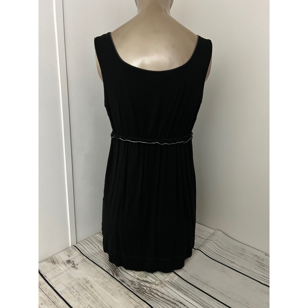 Max Edition Womens Black Sleeveless Empire Waist‎ Ruffle Top L Babydoll